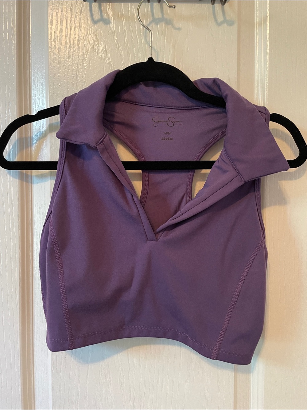 Jessica Simpson Purple Collared Cropped Athletic Tank Top